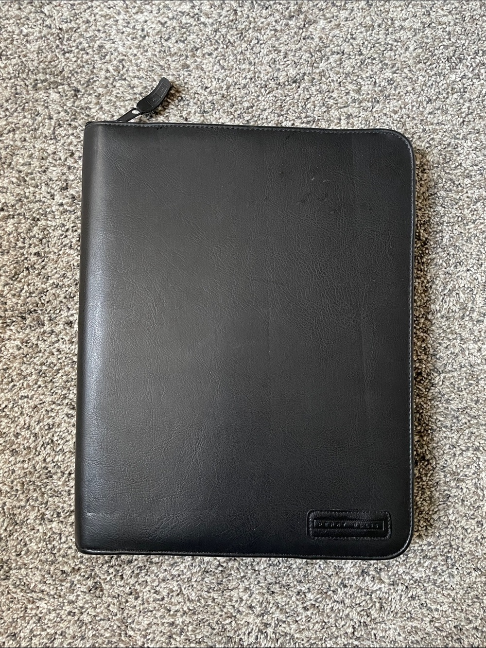 Perry Ellis Black Zip-Around Leather Portfolio